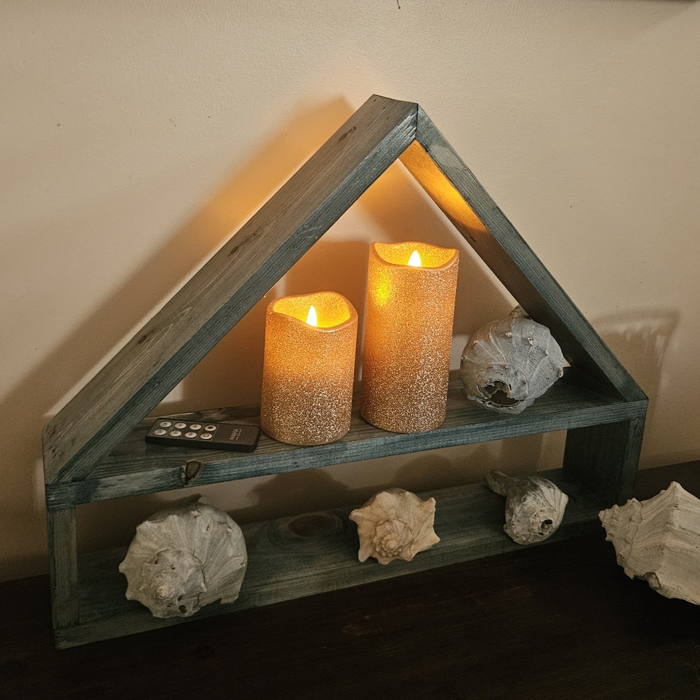 Handmade & Stained Wooden mountain shelf